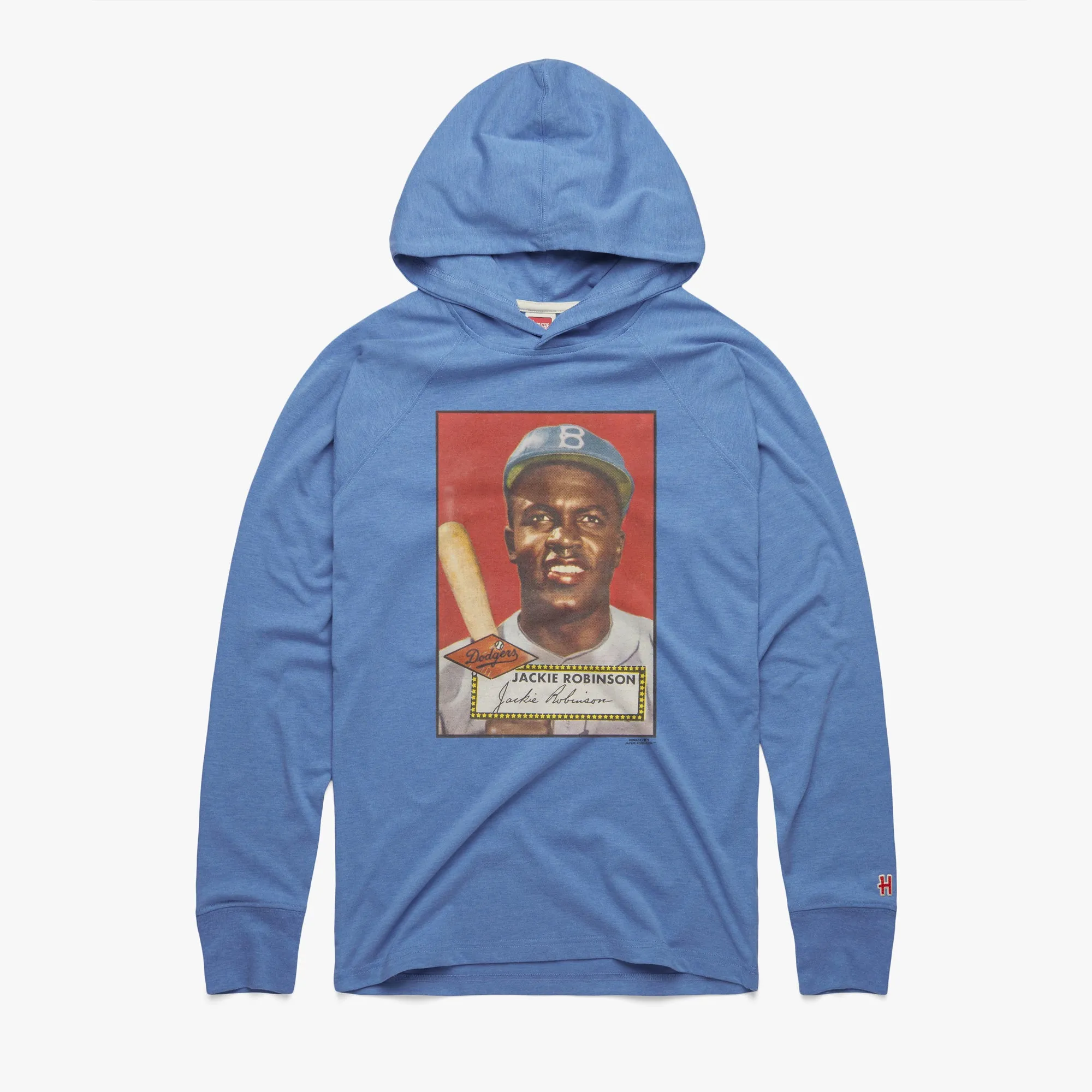 1952 Topps Baseball Jackie Robinson Dodgers Lightweight Hoodie