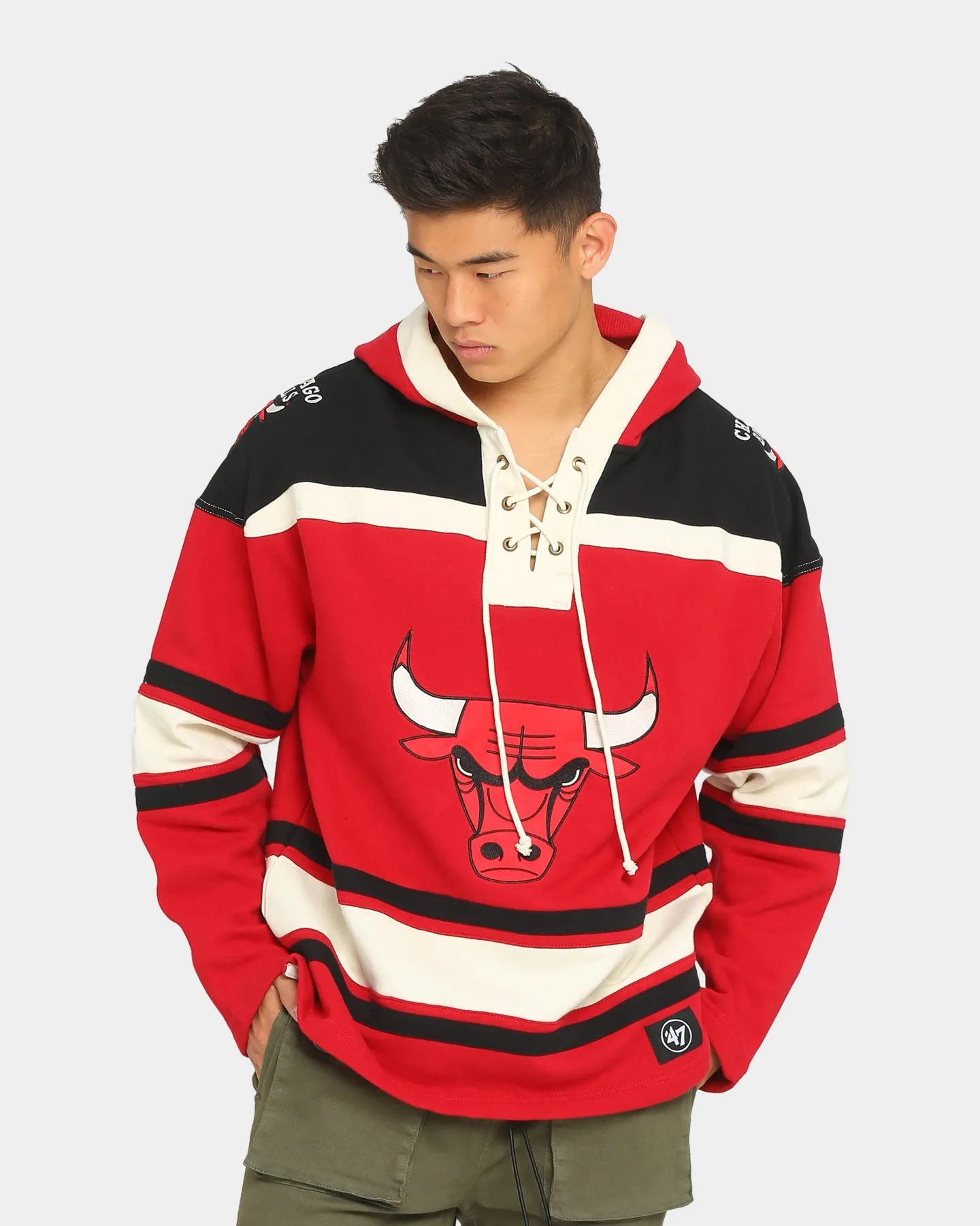 47 Brand Chicago Bulls Superior Lacer Hoodie Red