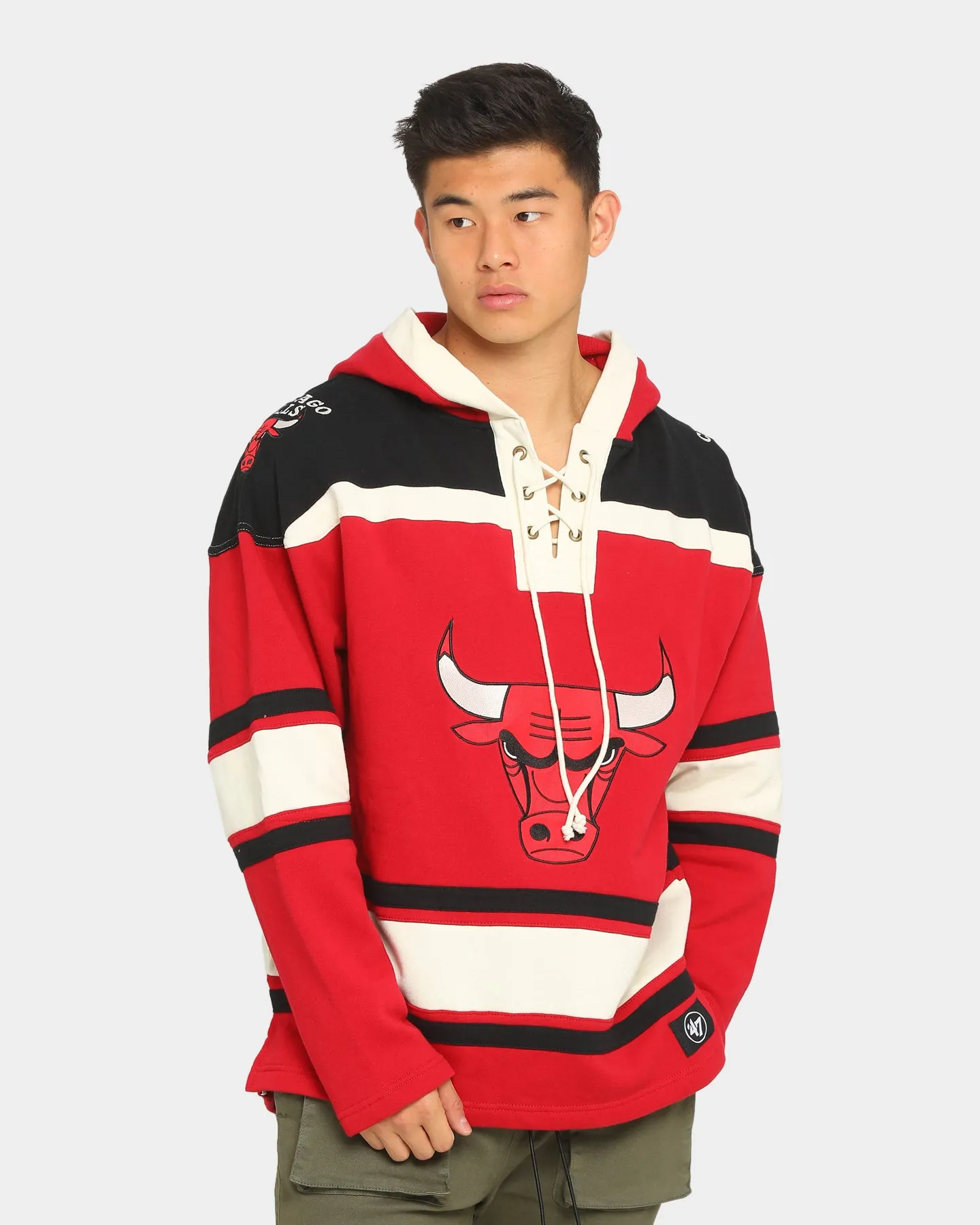 47 Brand Chicago Bulls Superior Lacer Hoodie Red