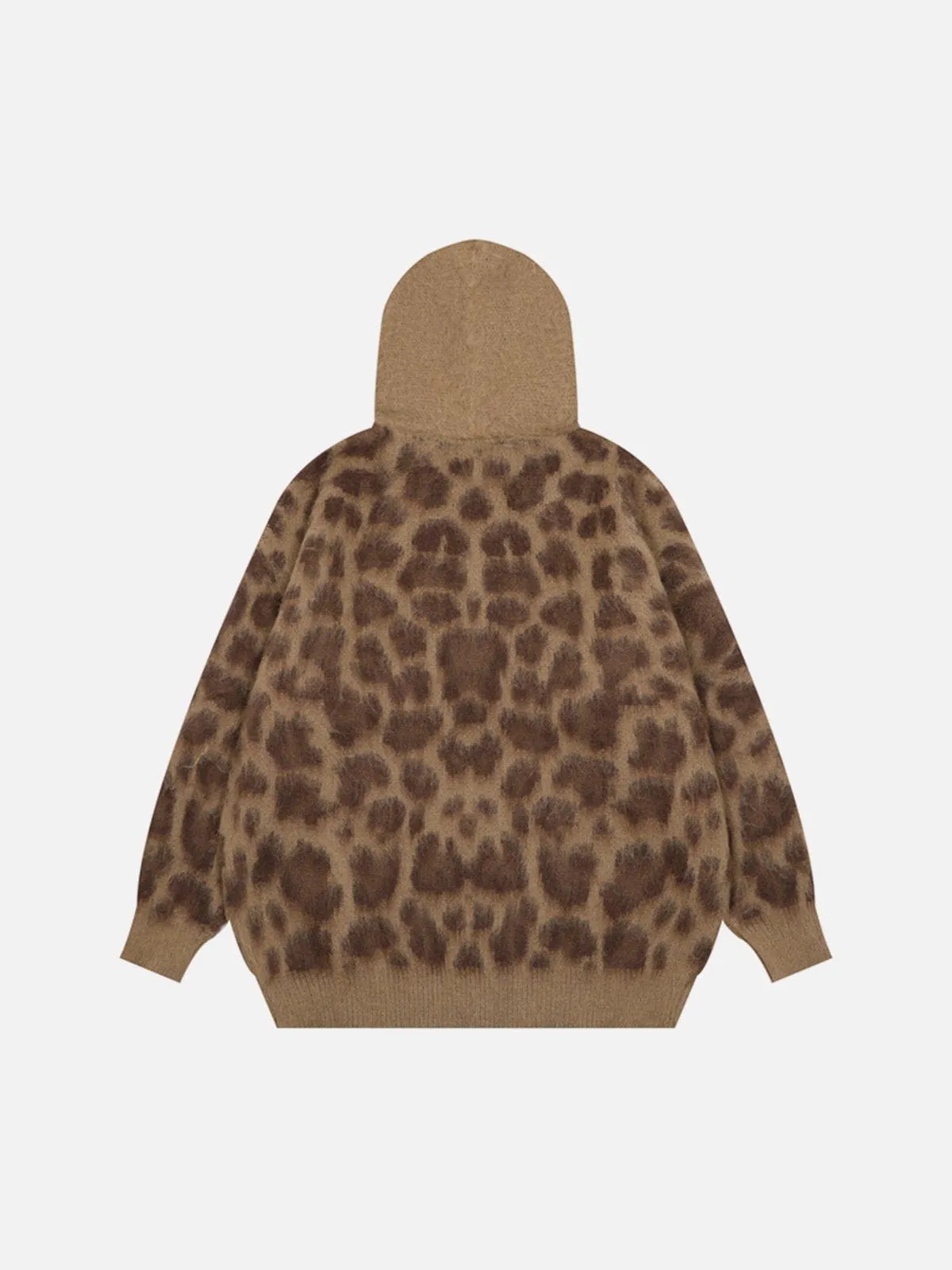 Aelfric Eden Leopard Print Knit Zip Up Hoodie