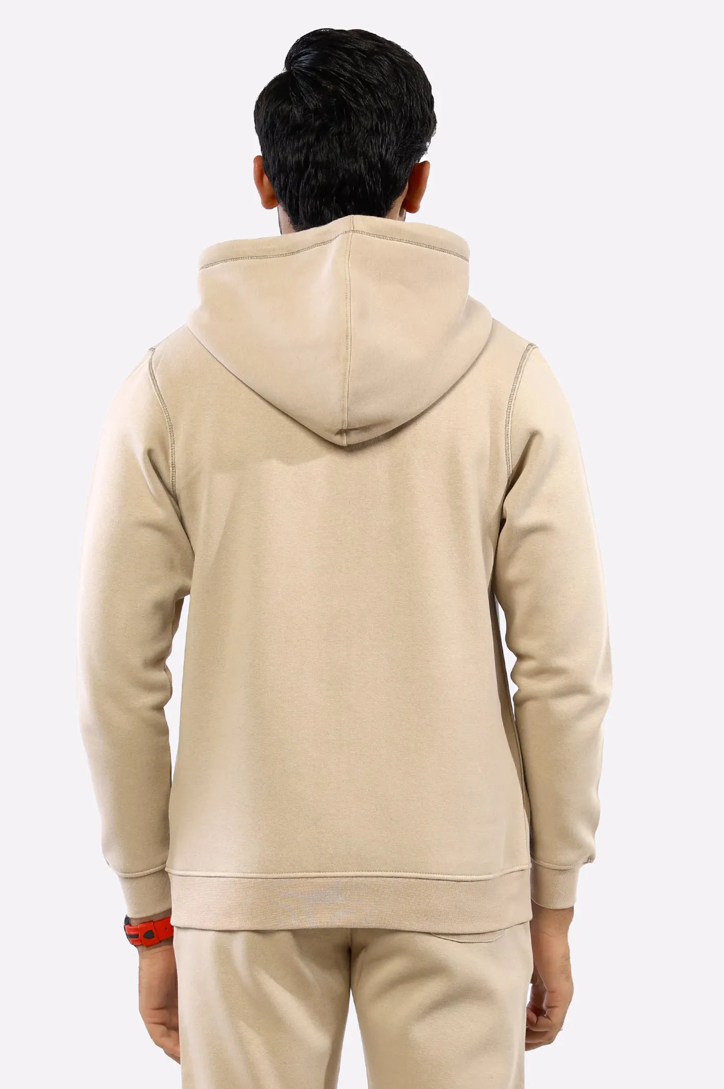 Beige Zipper Hoodie for Mens