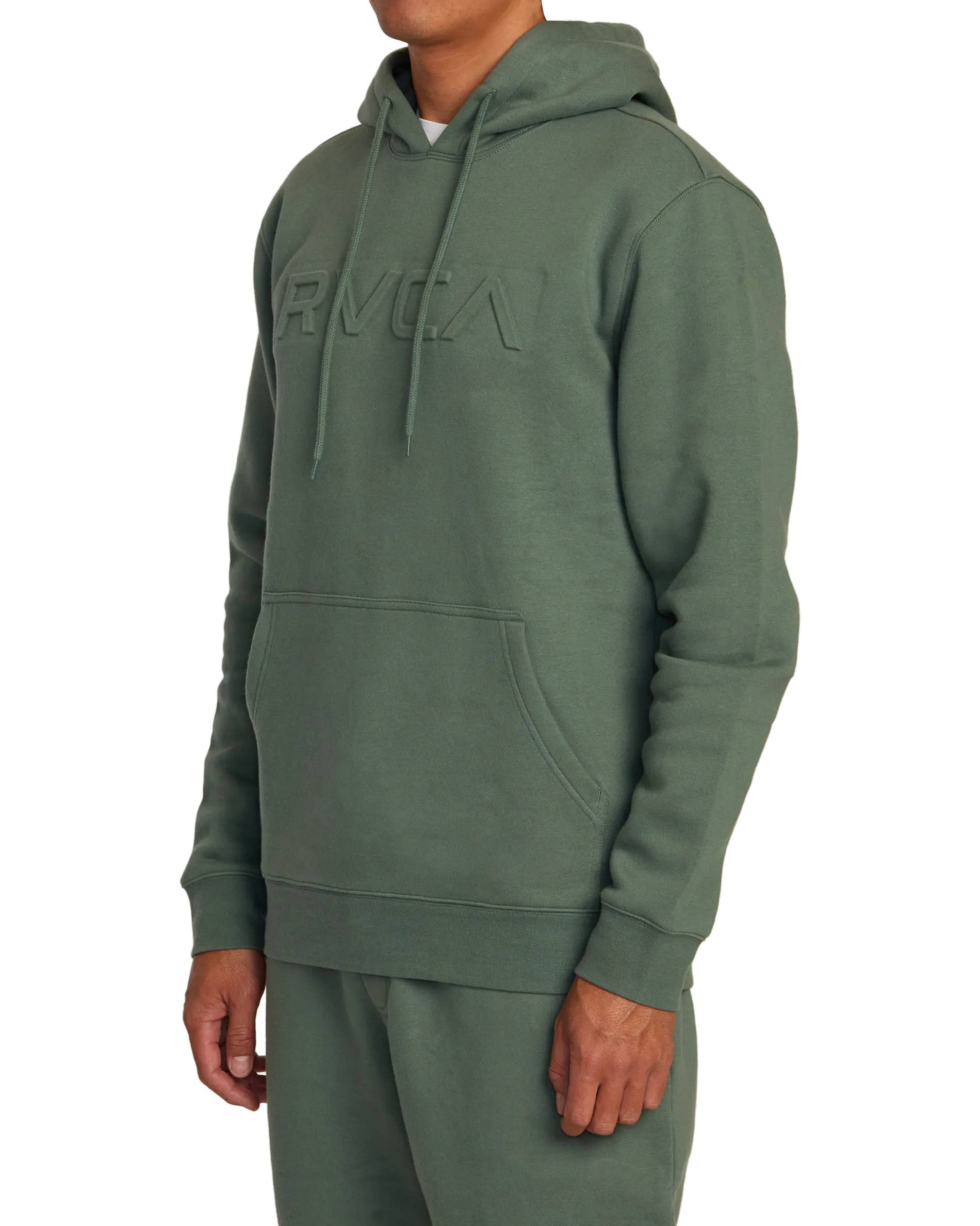 Big RVCA Embossed Hoodie in Jade