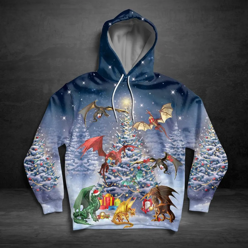 Christmas Dragon Reunion All Over Print 3D Hoodie For Men And Women, Christmas Gift, Warm Winter Clothes, Best Outfit Christmas