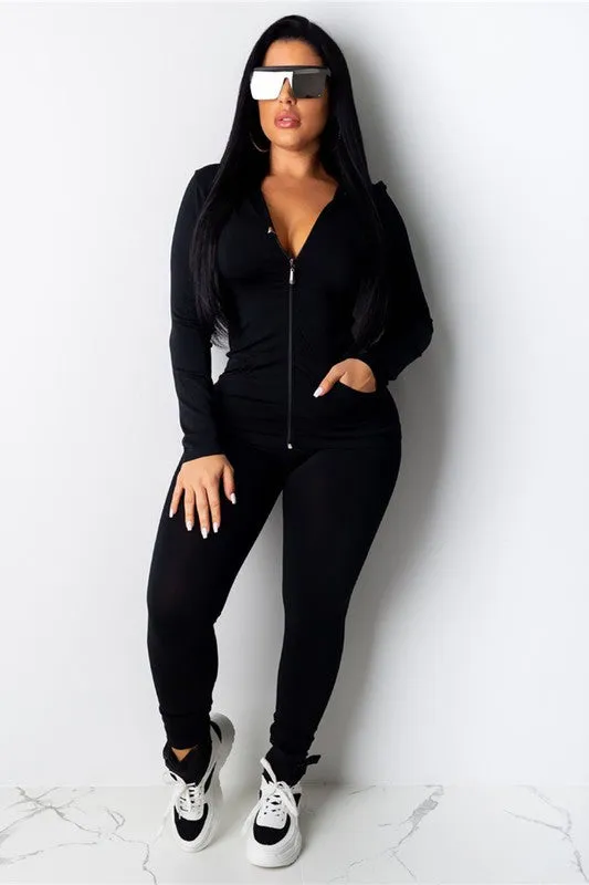 Cozy Seamless Zip Up Jacket Hoodie & Legging Set