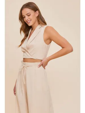 Cropped Wrap Vest in Cream