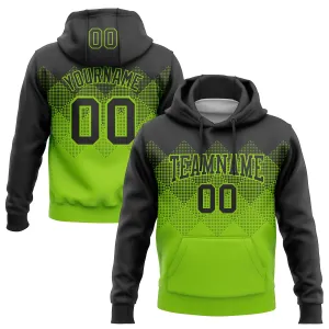 Custom Stitched Black Neon Green 3D Pattern Design Gradient Square Shape Sports Pullover Sweatshirt Hoodie