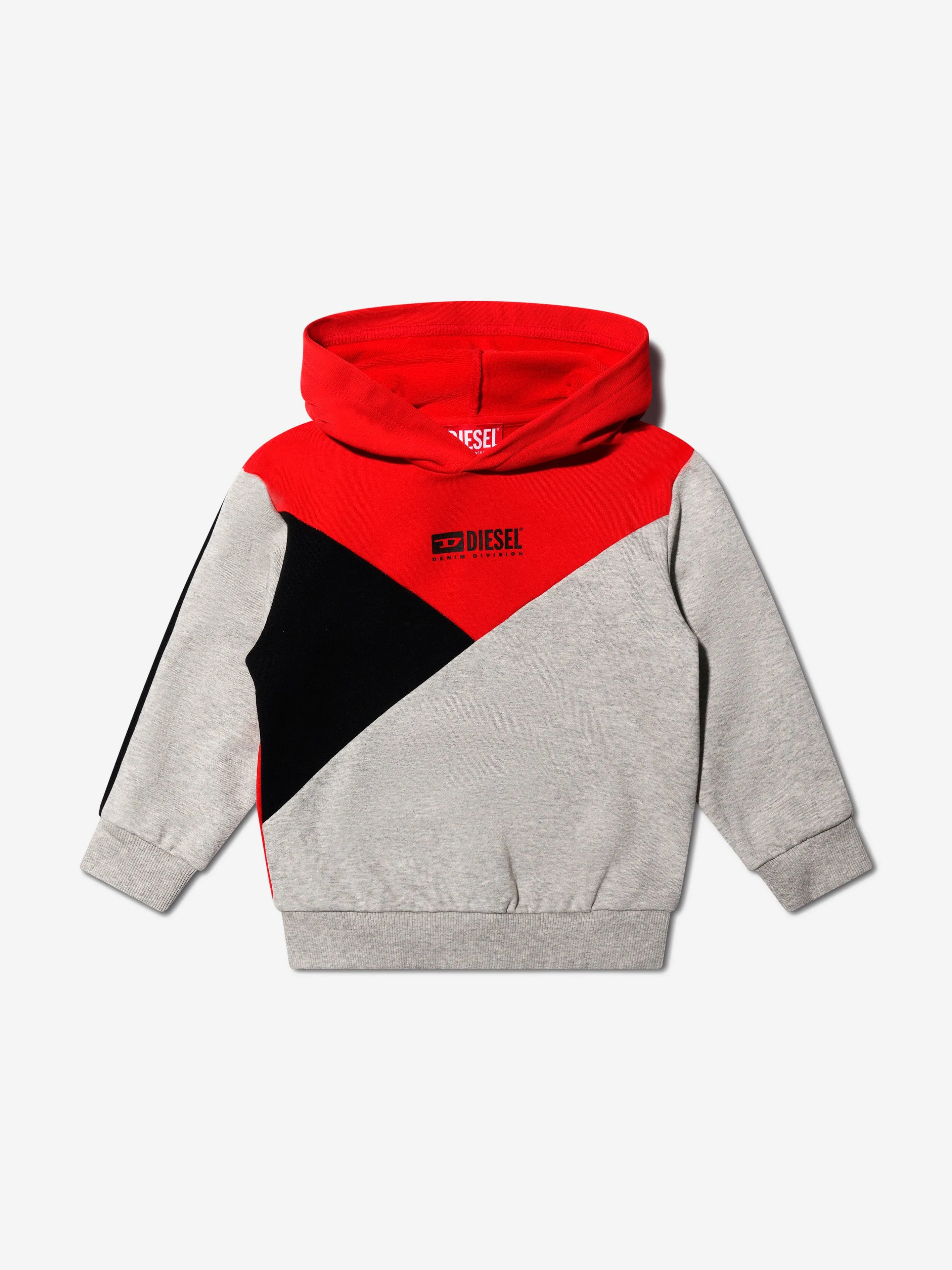 Diesel Boys Tricolour Logo Hoodie in Red