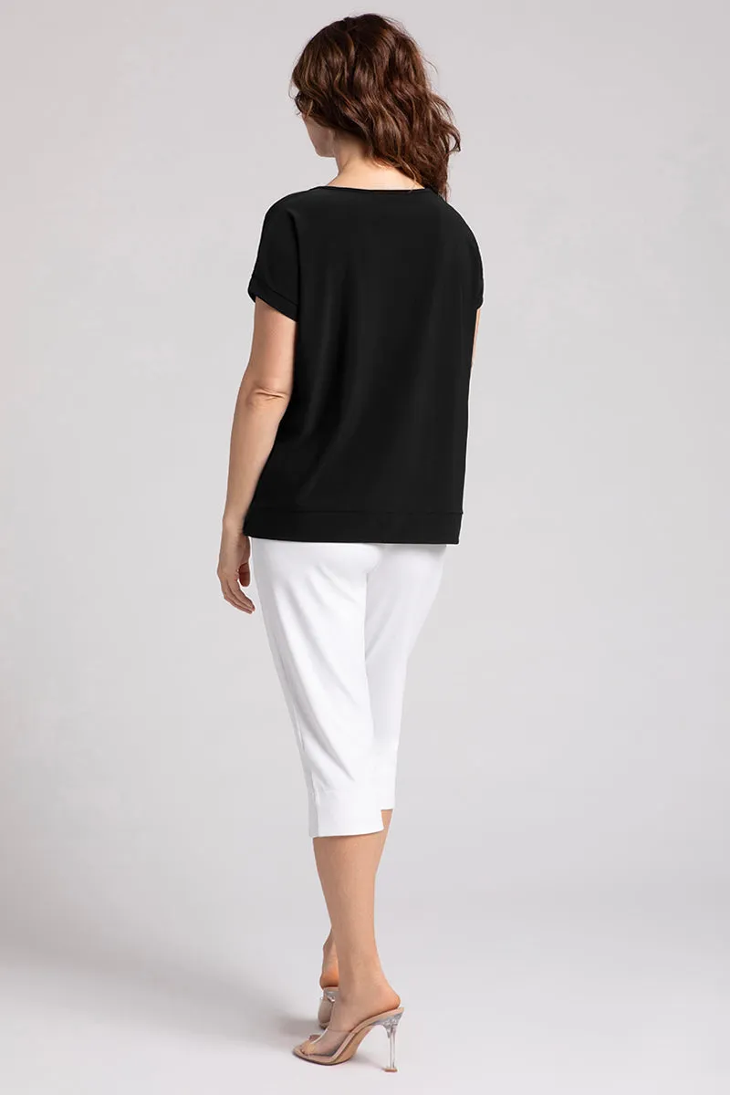 Dolman Scoop Neck Boxy Top | Black