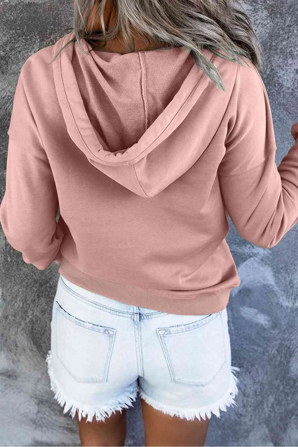 Dropped Shoulder Long Sleeve Hoodie with Pocket