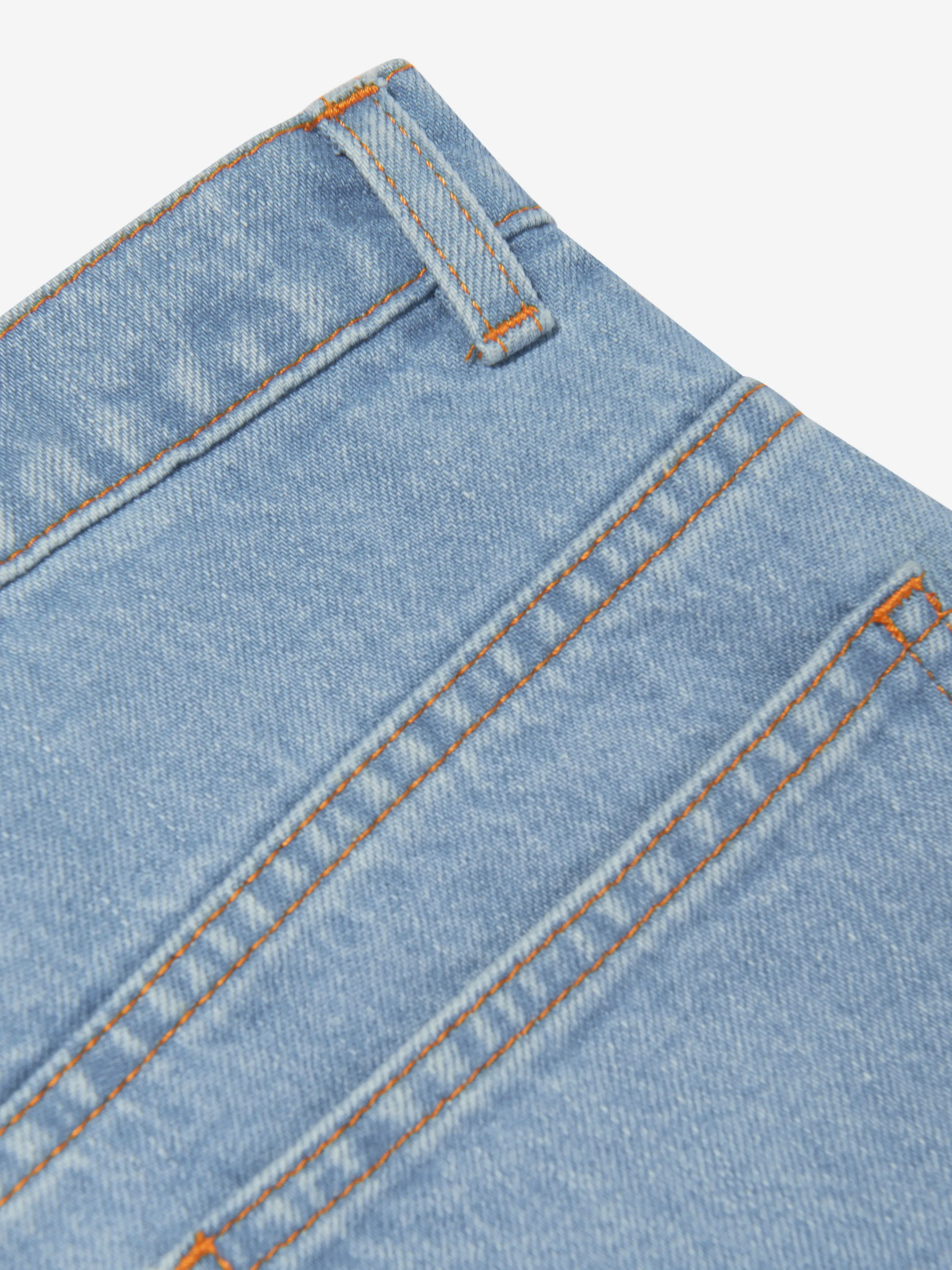 Fendi Boys Big Pocket Logo Denim Shorts in Blue