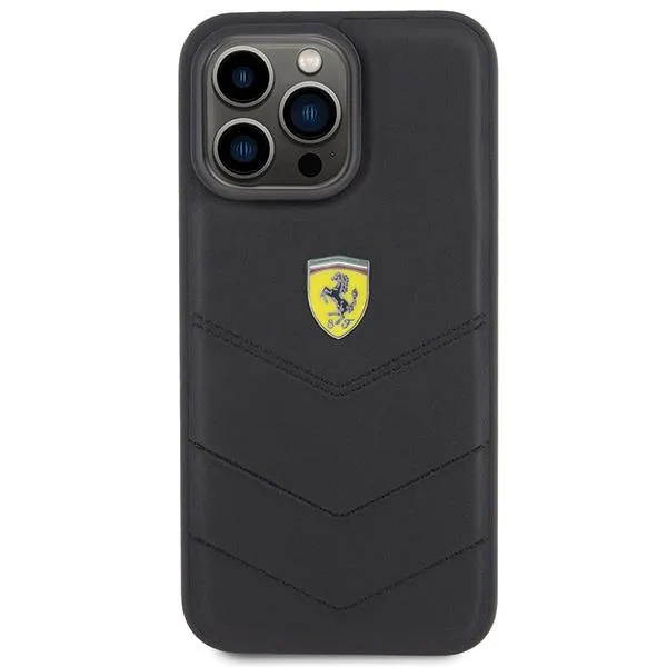 Ferrari Quilted Metal Logo Case for iphone 15 Pro Max 6.7" Black - FEHCP15XRDUK