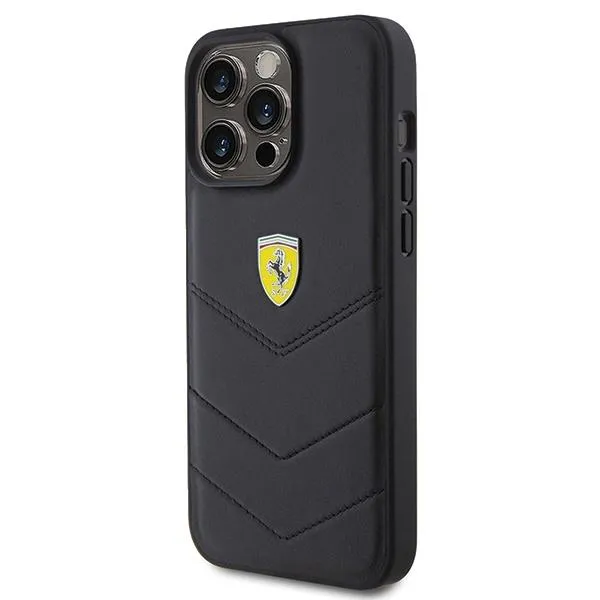 Ferrari Quilted Metal Logo Case for iphone 15 Pro Max 6.7" Black - FEHCP15XRDUK