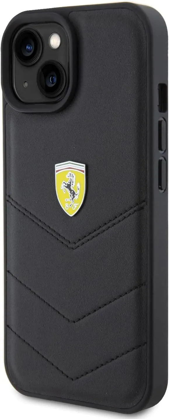 Ferrari Twist Metal Logo Case for iphone 15 6.1" Black - FEHCP15SRDUK