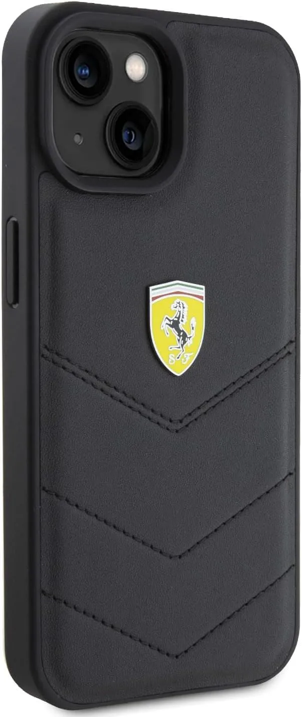 Ferrari Twist Metal Logo Case for iphone 15 6.1" Black - FEHCP15SRDUK