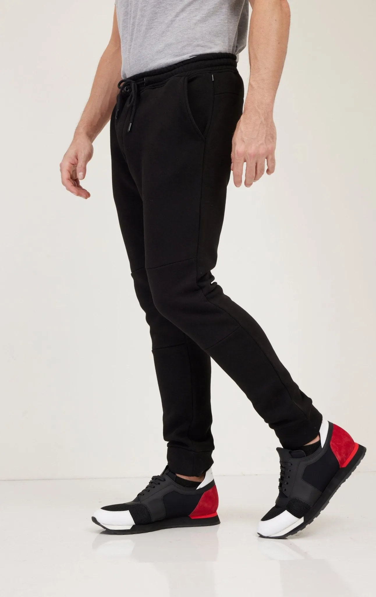 Fitted Drawstring Sweatpants - Black