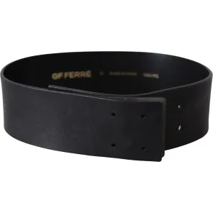 GF Ferre Elegant Solid Black Leather Belt