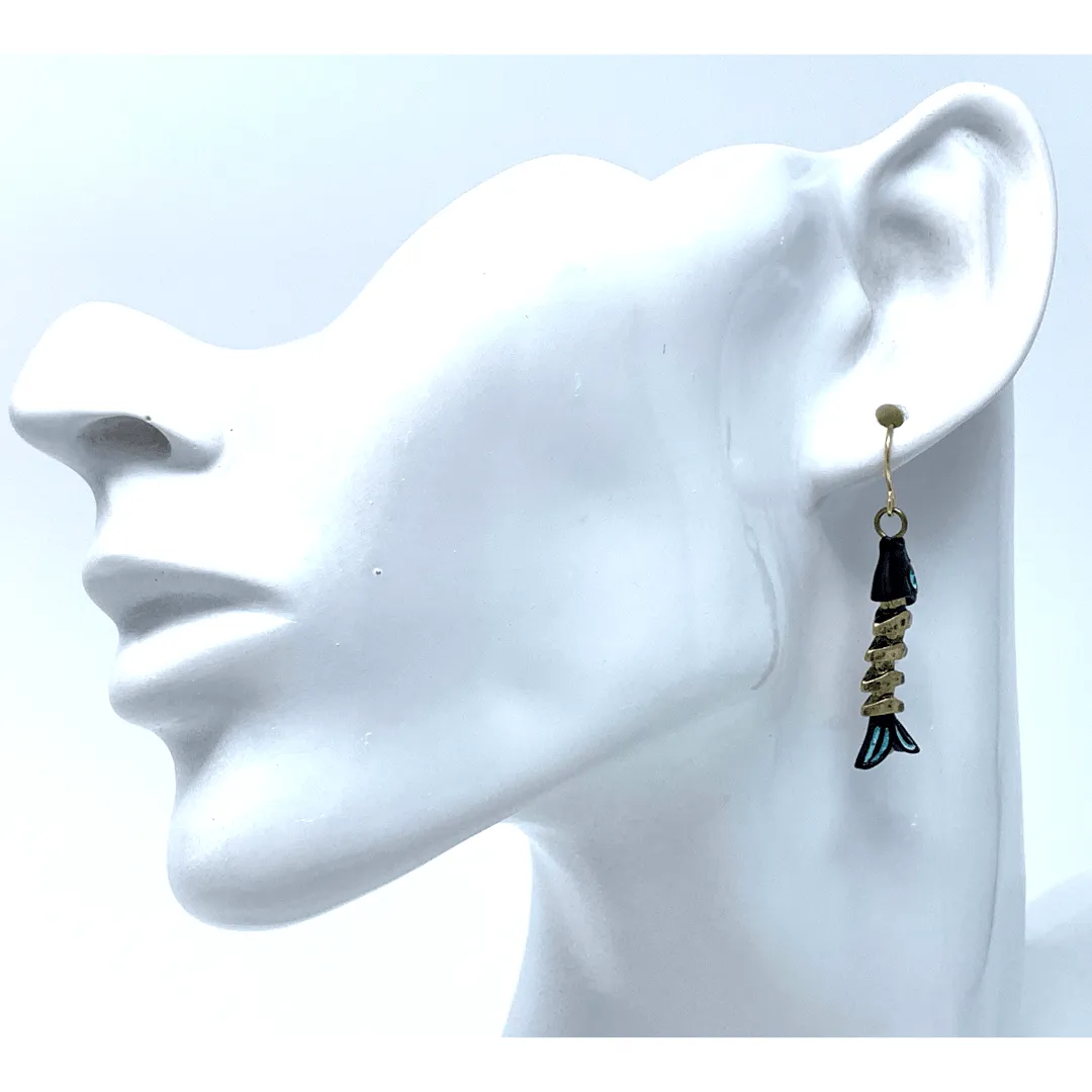 Gold Fish Bone Earrings