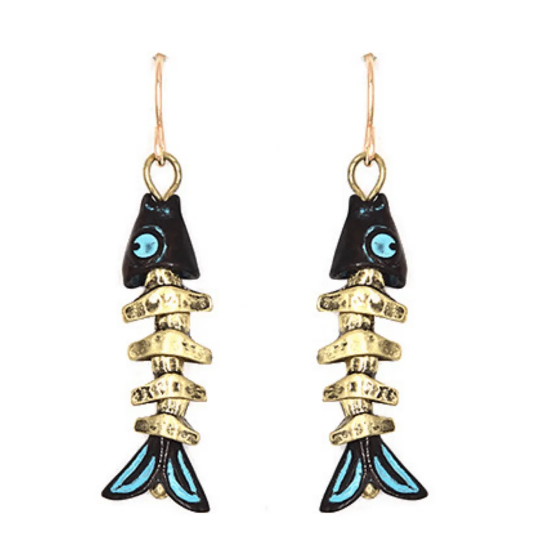 Gold Fish Bone Earrings