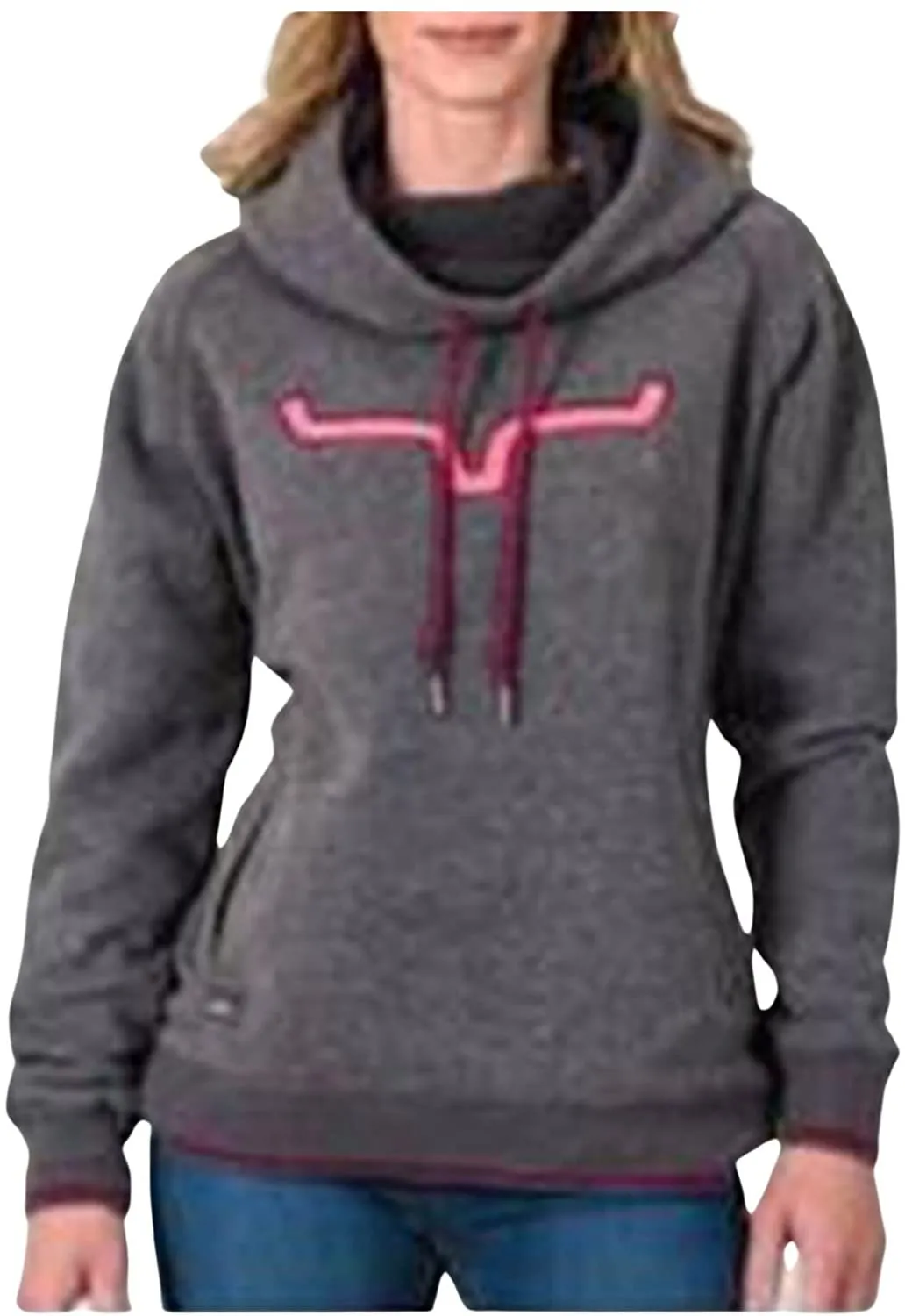 Kimes Ranch Women's Pull-Over Long Sleeve Hoodie with Cowl-Neck Two Scoops