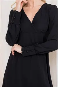 Let's Go Out Black V Neck Dress