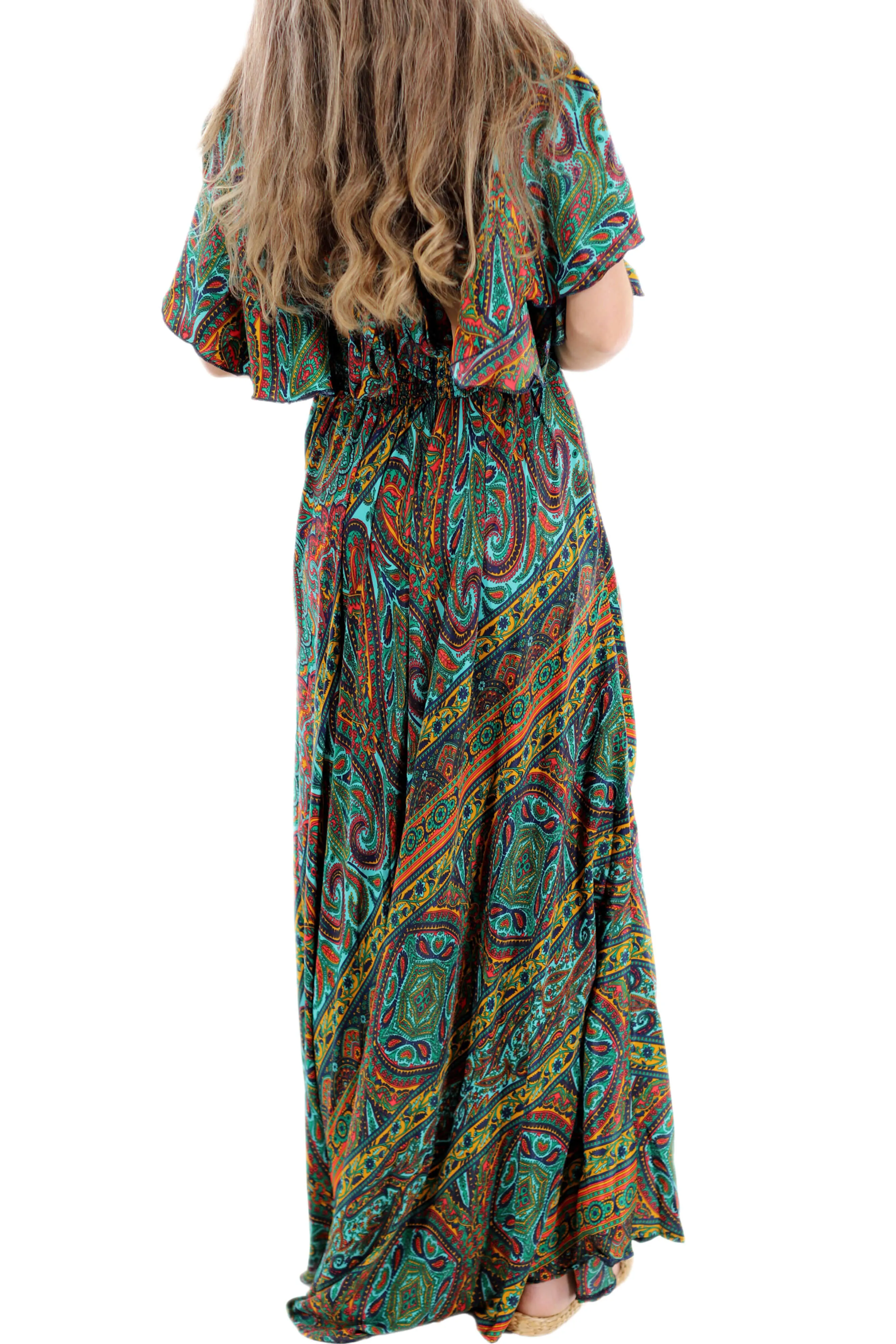 Long Flowy Floral 'Cara' Maxi Dress in Green