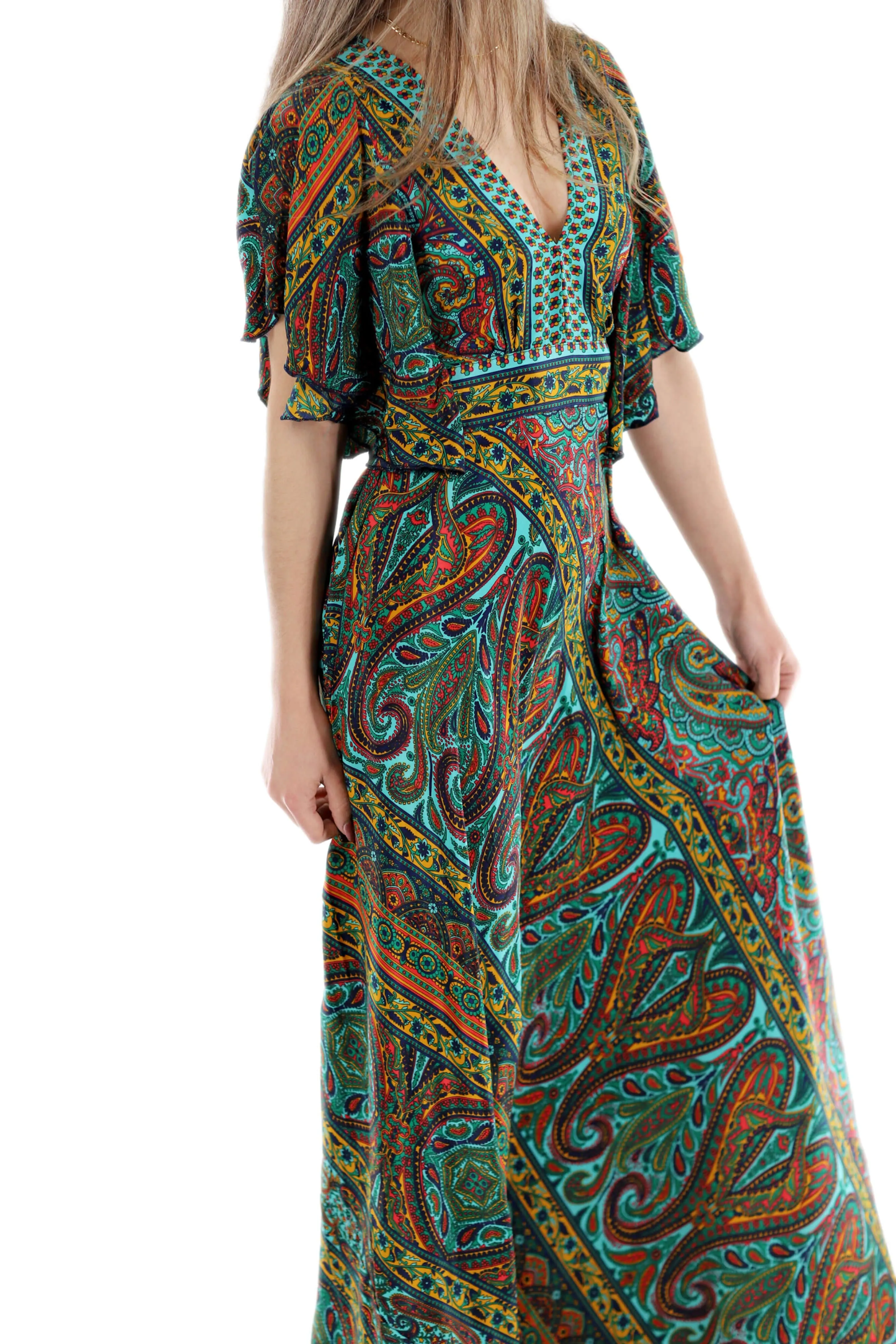 Long Flowy Floral 'Cara' Maxi Dress in Green