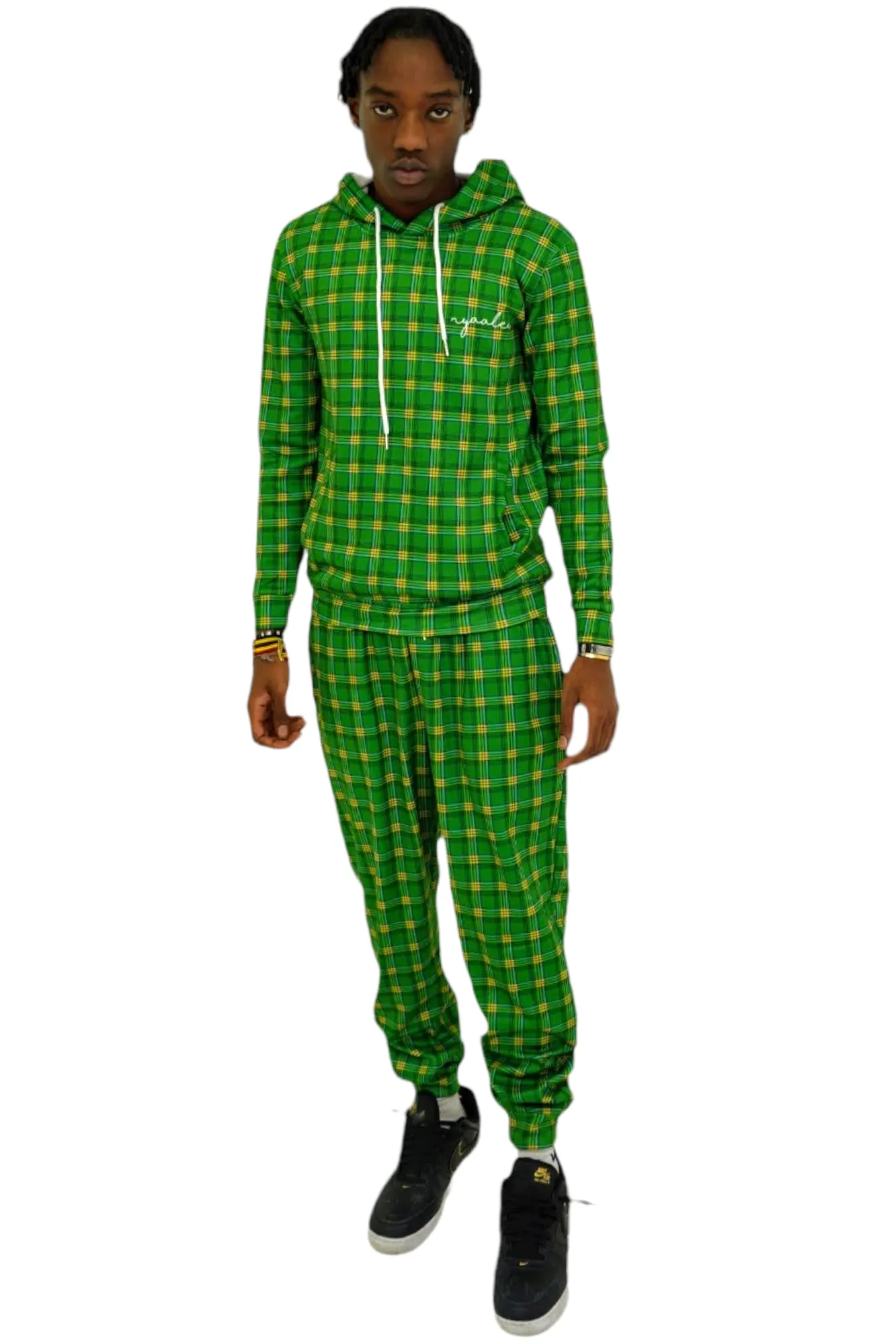 Men’s Casual Green Stripe Tracksuit Set – Comfortable & Stylish Two-Piece Outfit for Everyday Wear