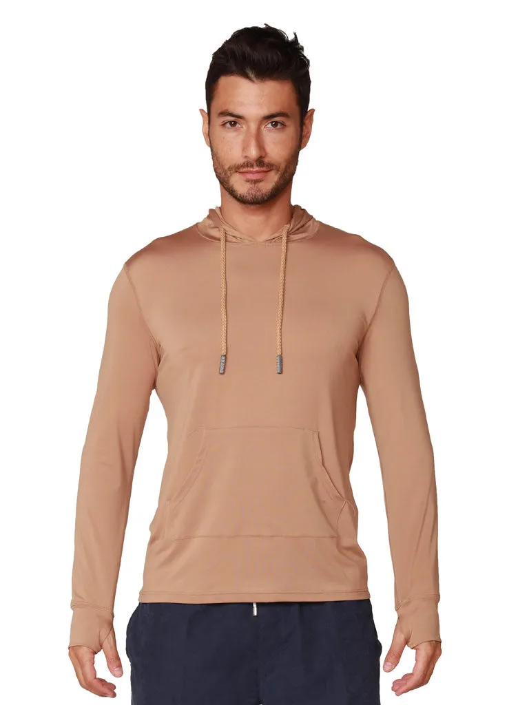 Men's Long Sleeve Hoodie tan color