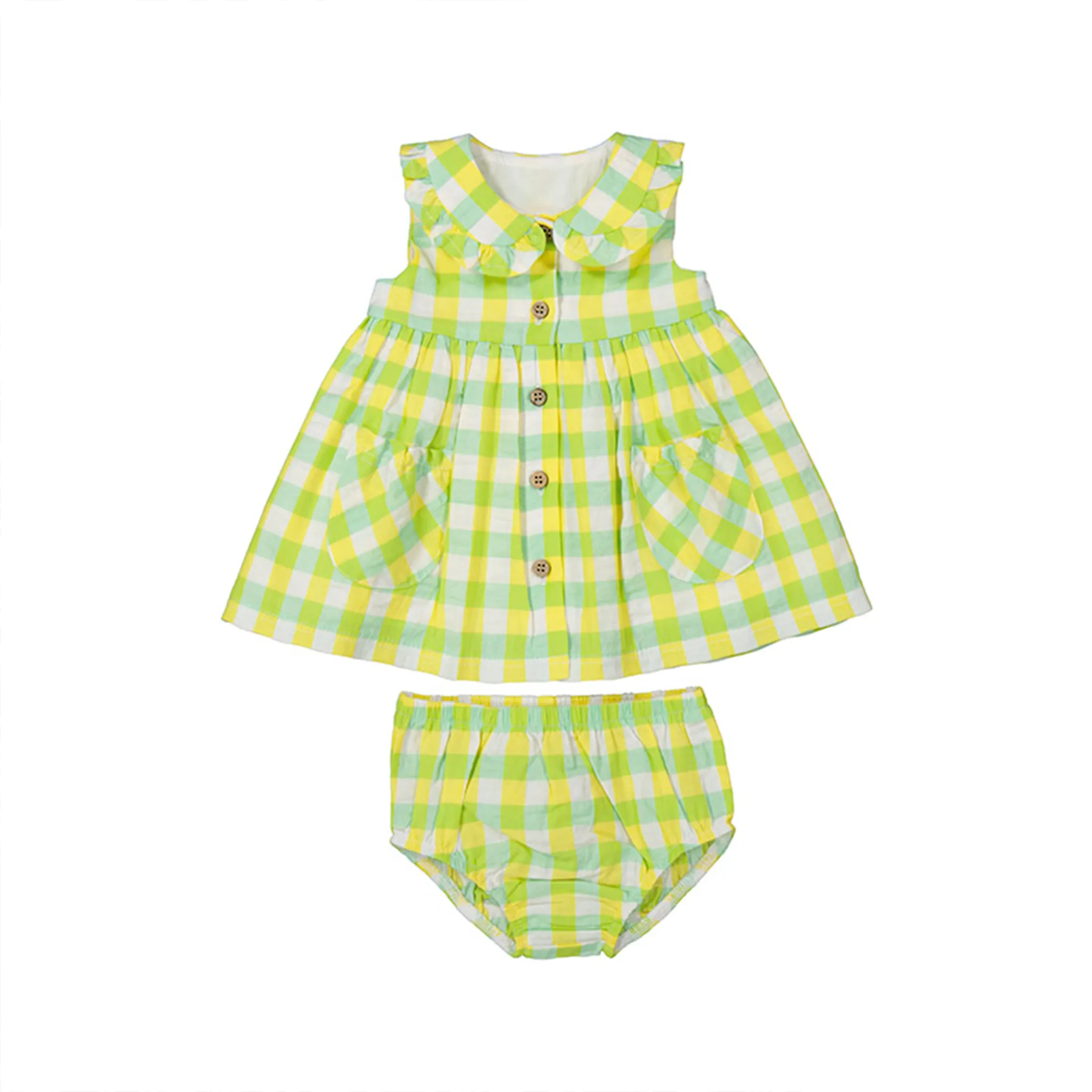 Newborn Plaid Dress With Bloomer Set