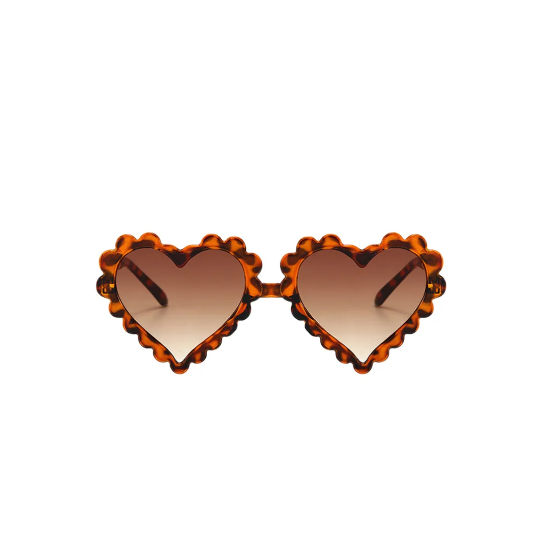 Scalloped Heart Sunglass, Tortoise and Gold