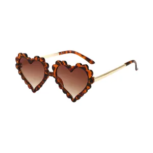 Scalloped Heart Sunglass, Tortoise and Gold