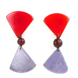 Tagua Hourglass Earrings Sunset Orange Faire Collection