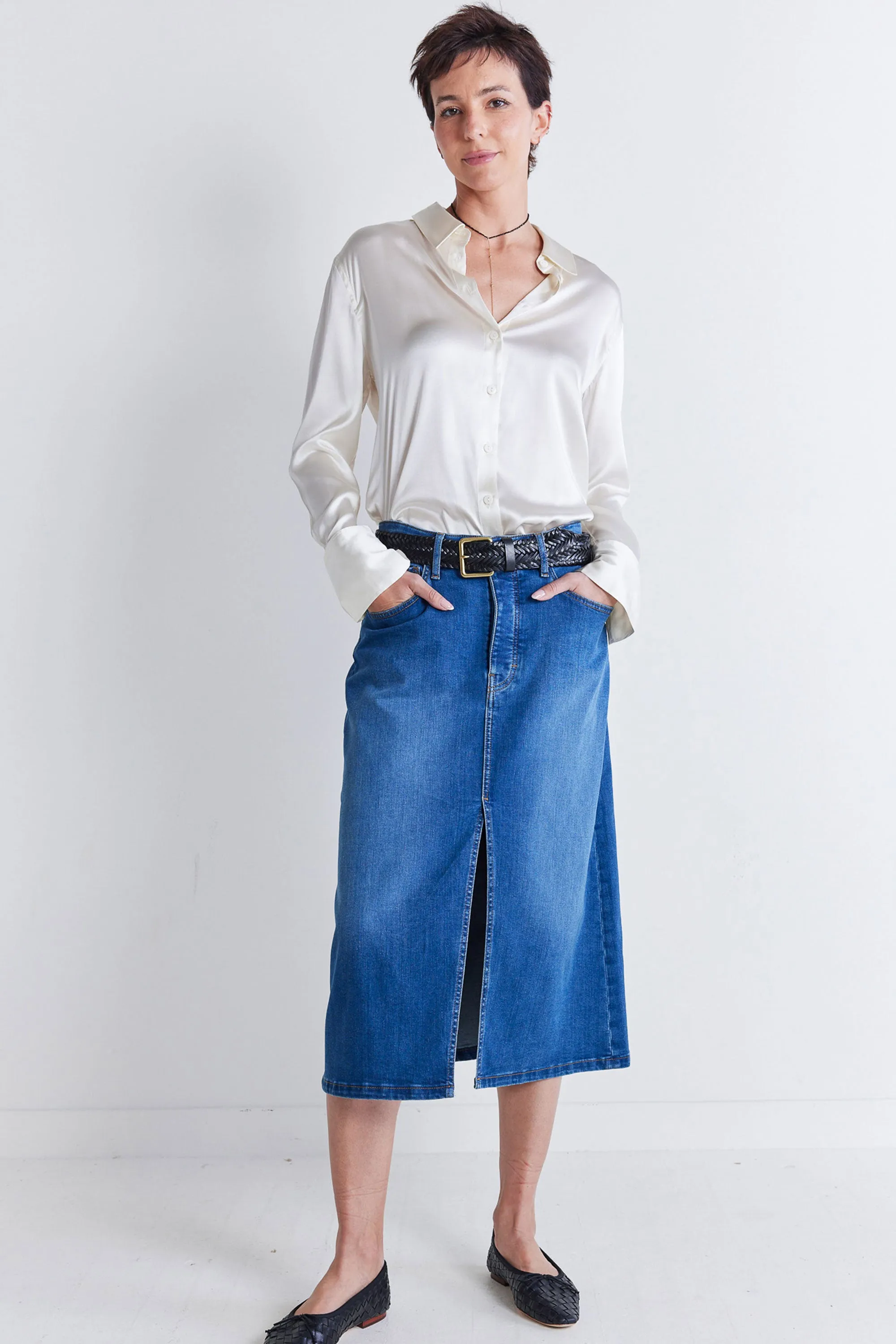 The 90's Denim Midi Skirt