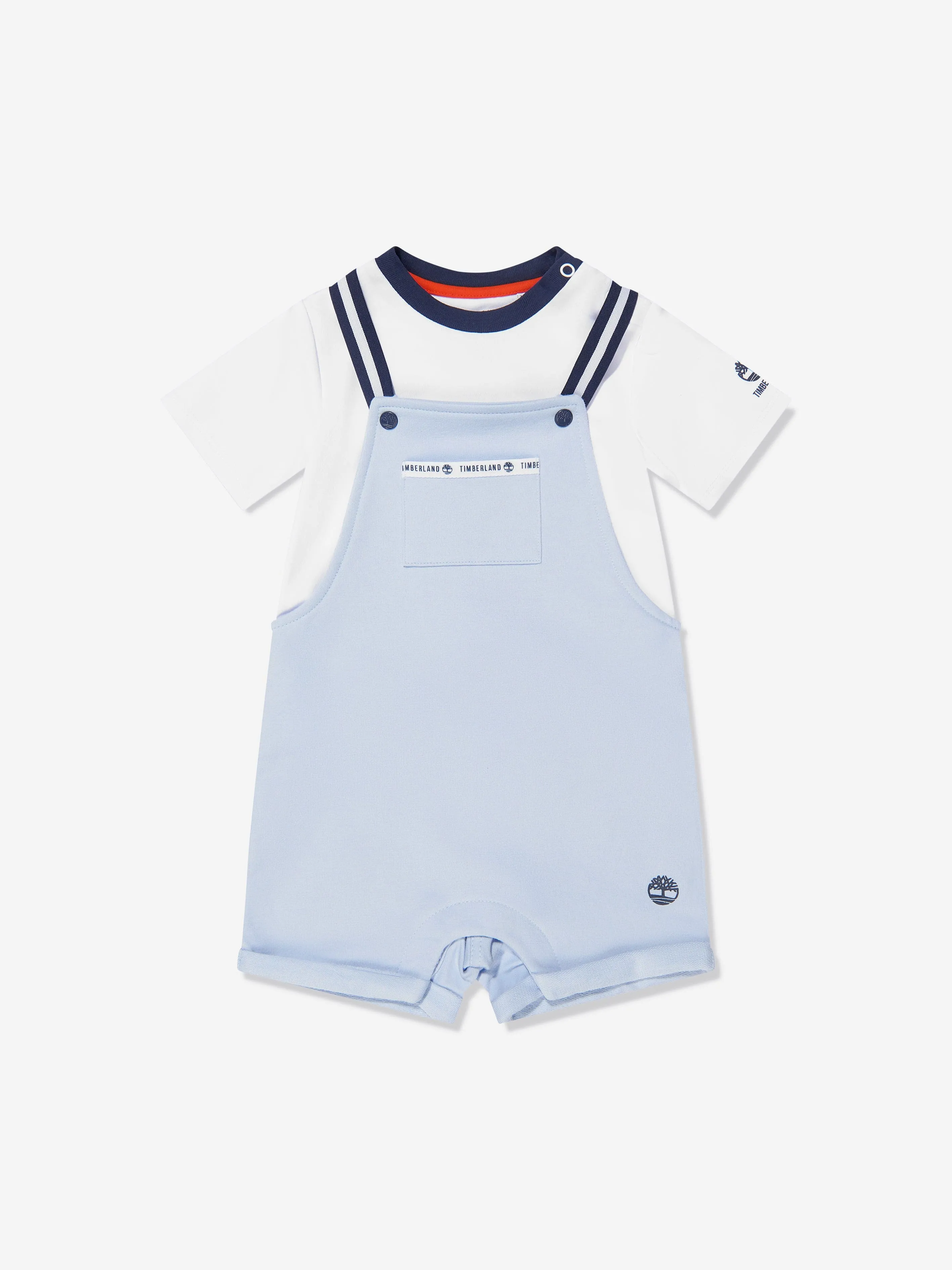 Timberland Baby Boys Organic Cotton 2 in 1 Effect Romper in Blue