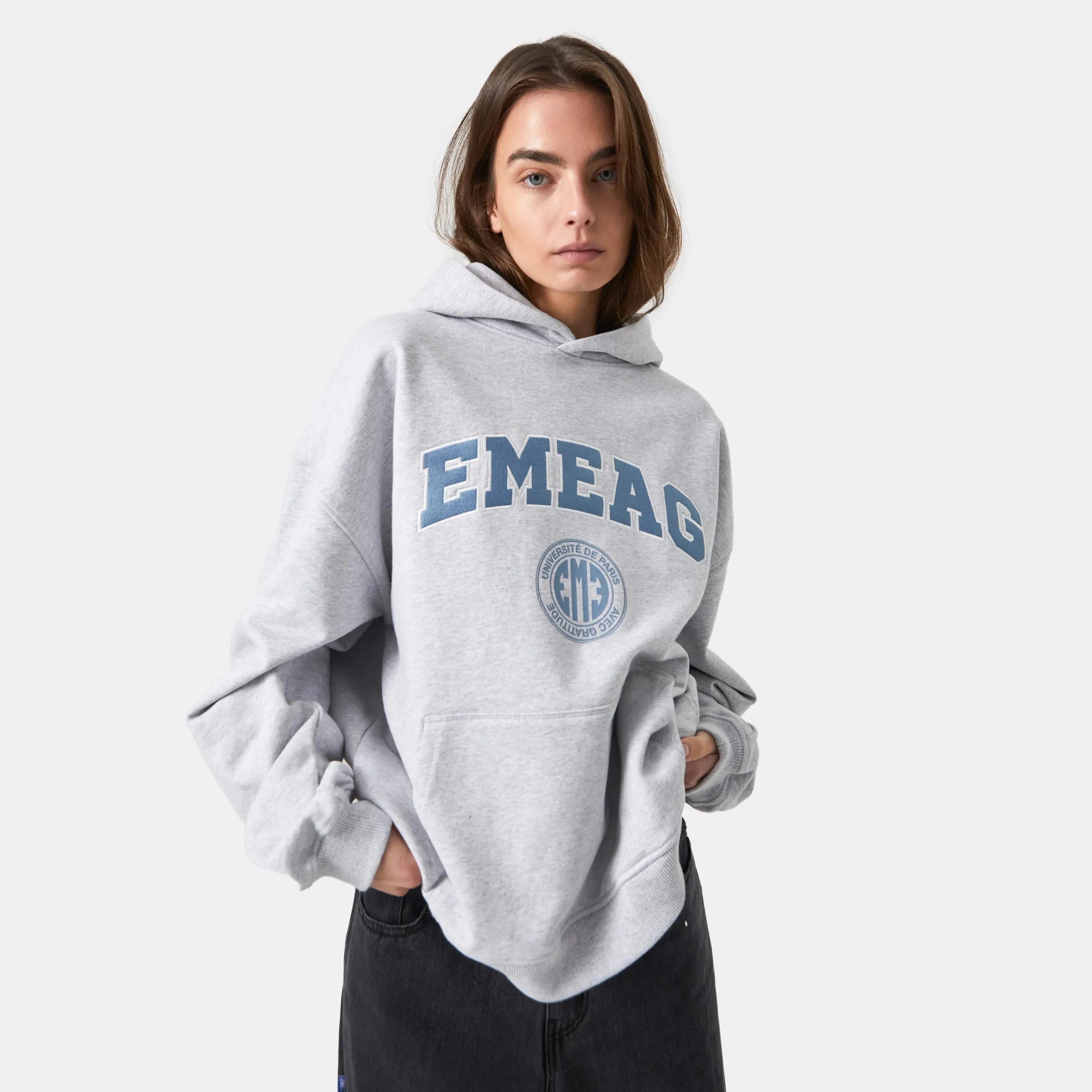 Universitè Heather Grey Oversized Hoodie