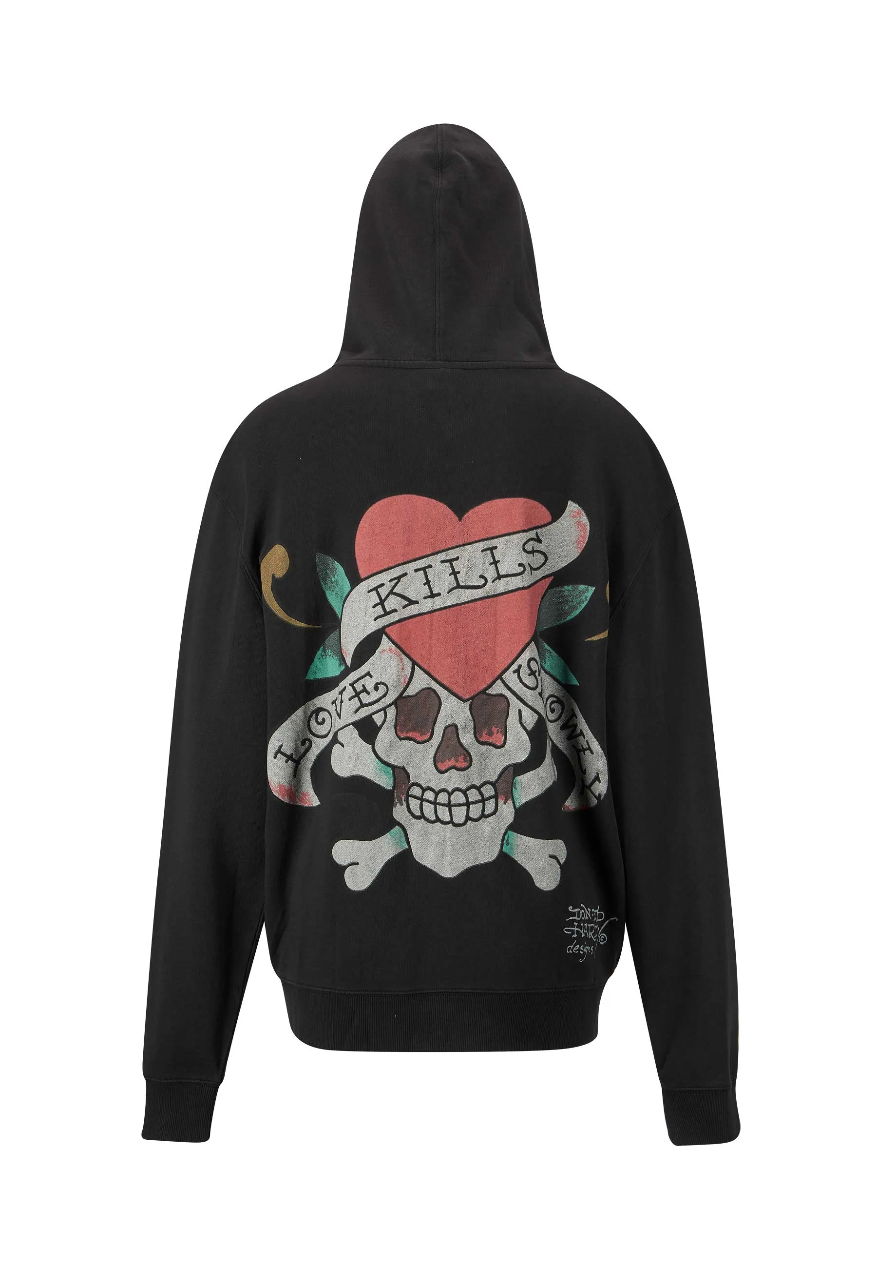 Womens Love Kills Slowly Zip Through Hoodie - Black