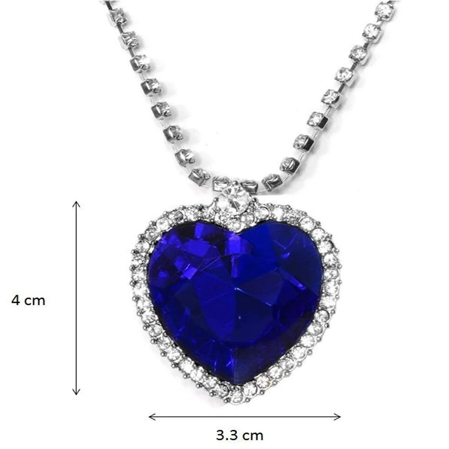 Yellow Chimes Pendant Set for Women Valentine Special Mesmerizing Silver Plated Titanic Blue Ocean Heart Crystal Pendant Set for Girls and Women.