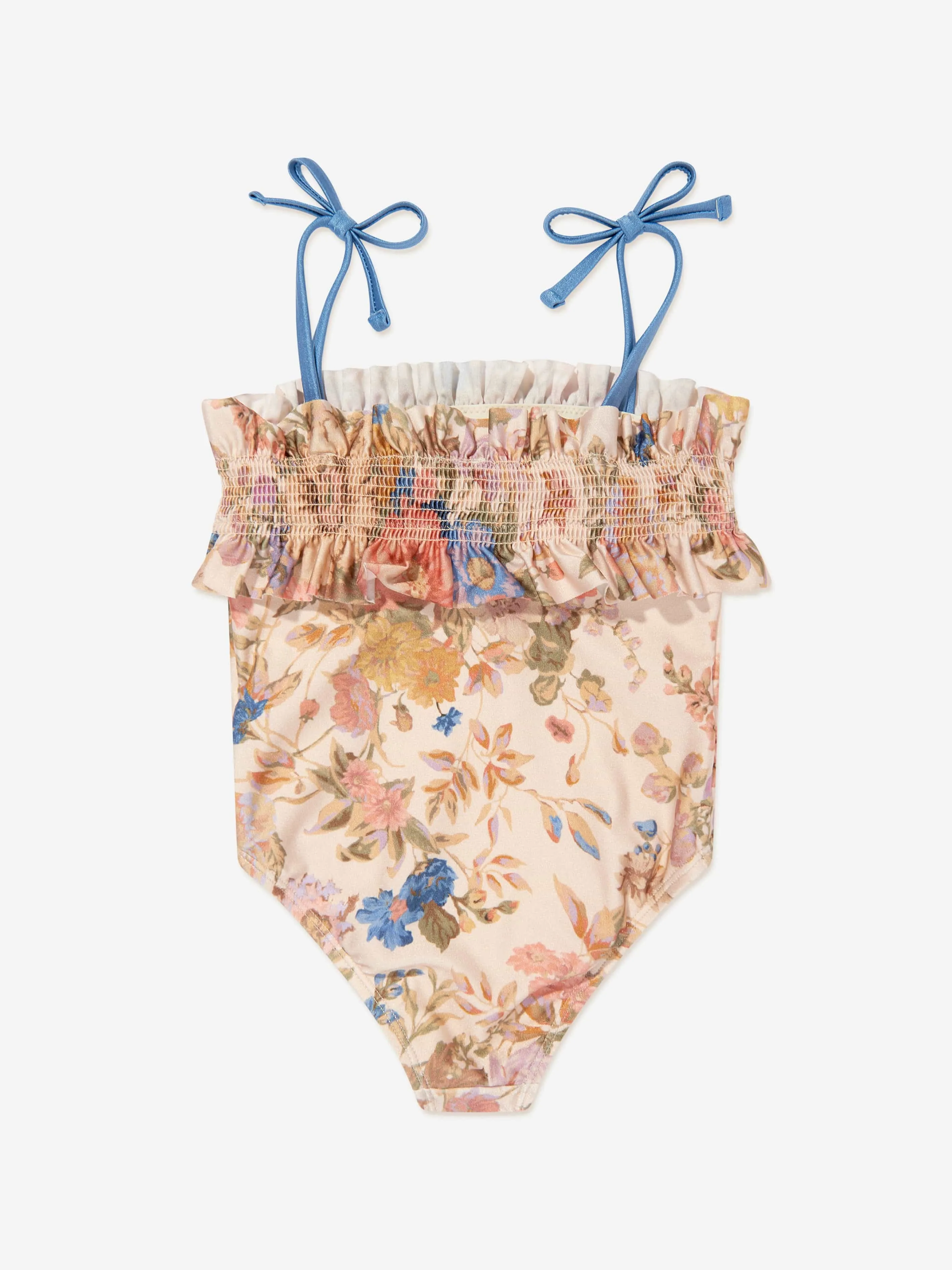 Zimmermann Girls August Shirred Frill Swimsuit in Multicolour